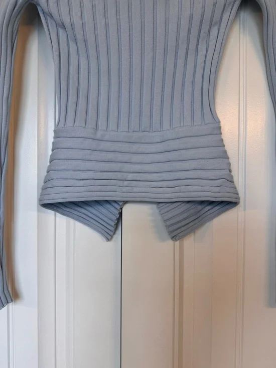 Stella McCartney Light Blue Ribbed Knit sweater, made in Italy, XS - Picture 7 of 9